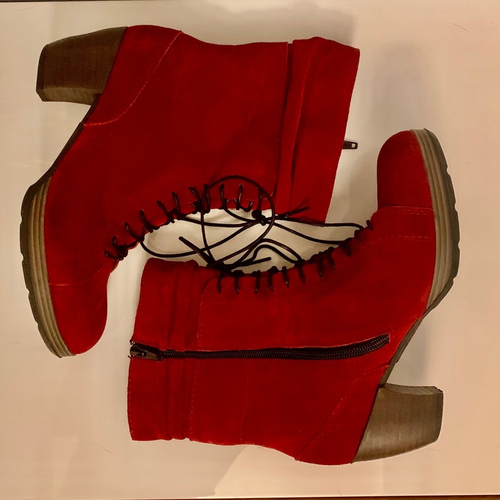 Wolky Red Suede booties size 8